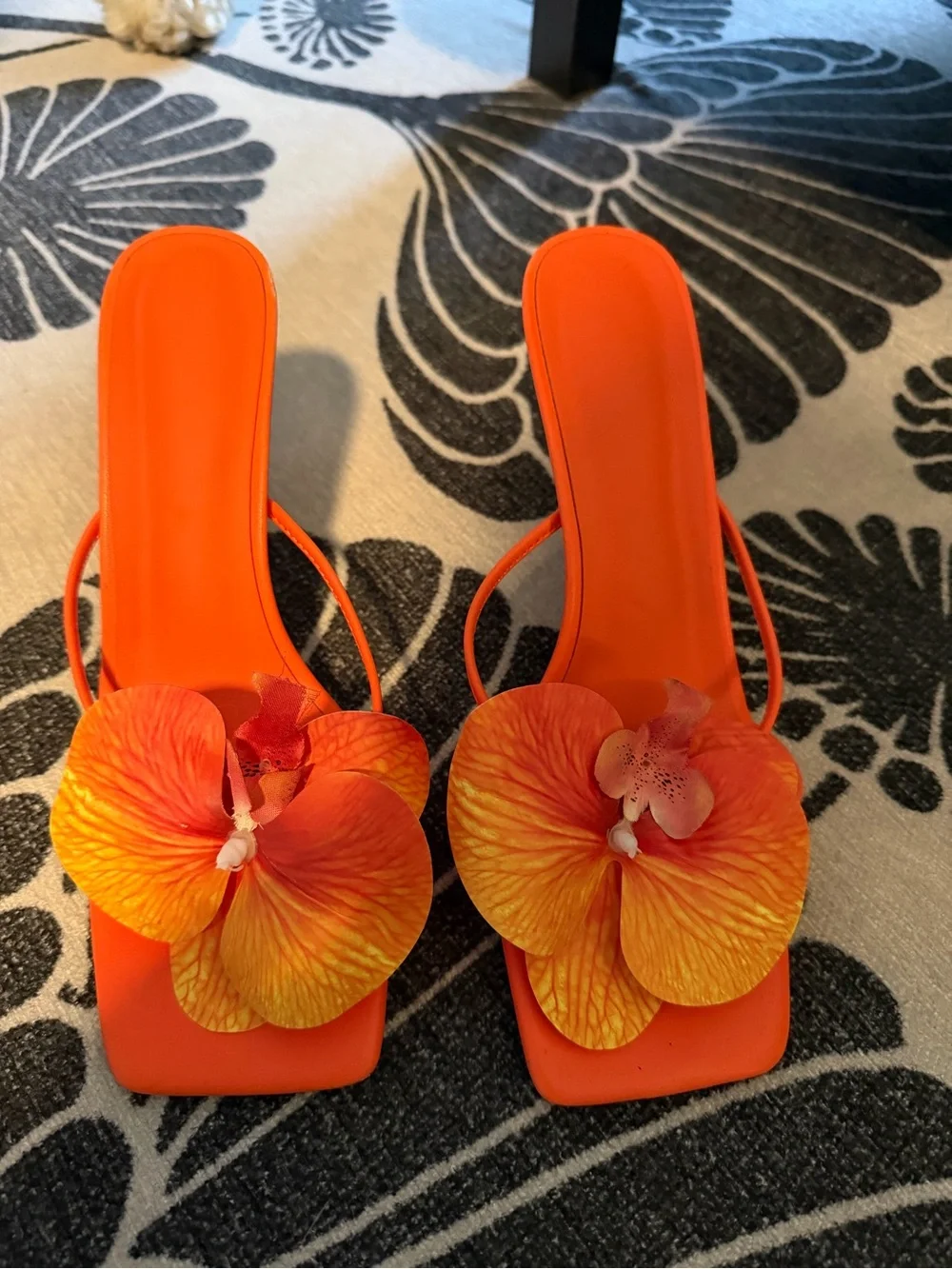 Women’s Orange Floral Slide Sandals